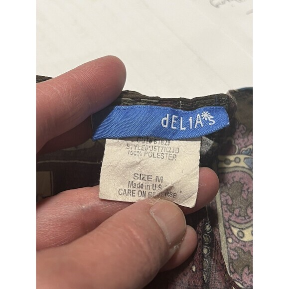 Delia’s Womens Boho 3/4 Sleeve Top Blouse Low V Neck Chiffon Top Made in US Sz M - Picture 8 of 13